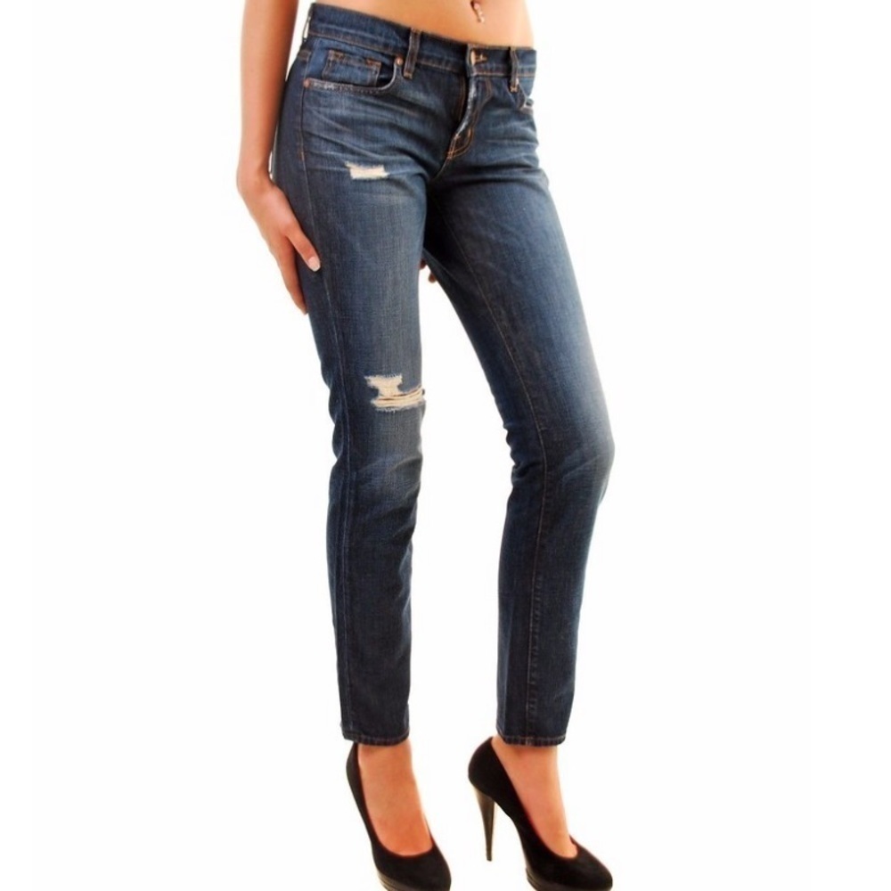 J Brand Womens Aidan Jeans Straight Ringer distressed ripped Blue Size 24